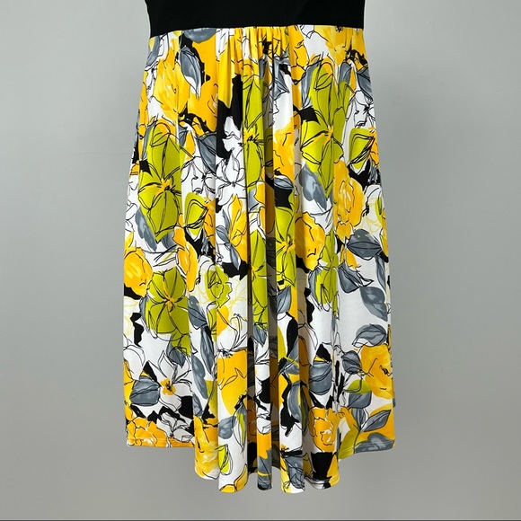 Jones Wear Yellow Green Floral Sleeveless V Neck Dress 14 - Picture 5 of 9